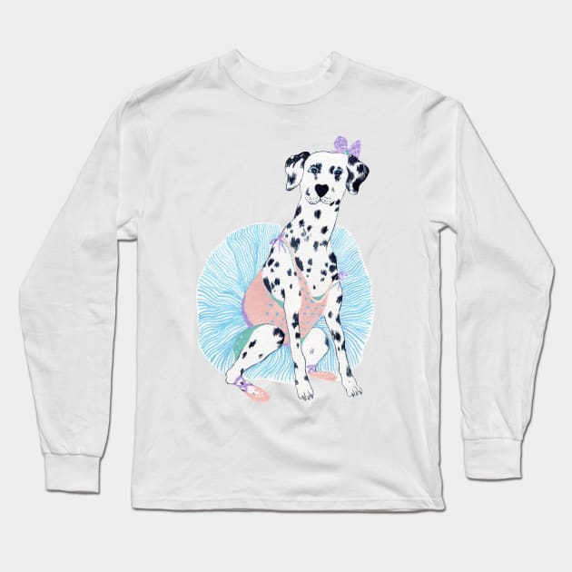 Dalmatian ballerina Long Sleeve T-Shirt by argiropulo